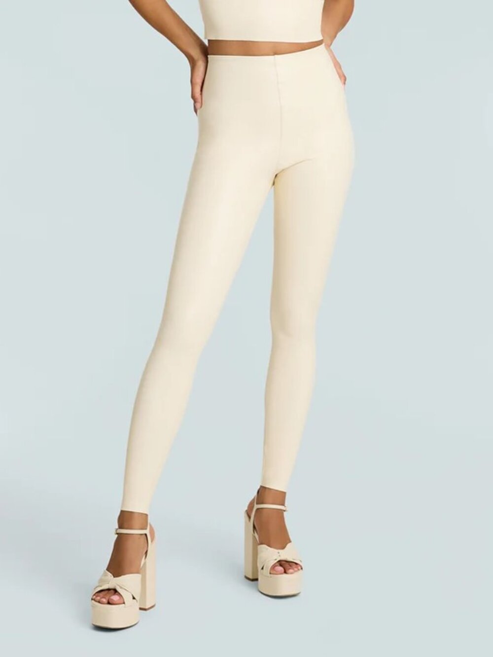 Commando Control Faux Leather Leggings Ivory Large NWT